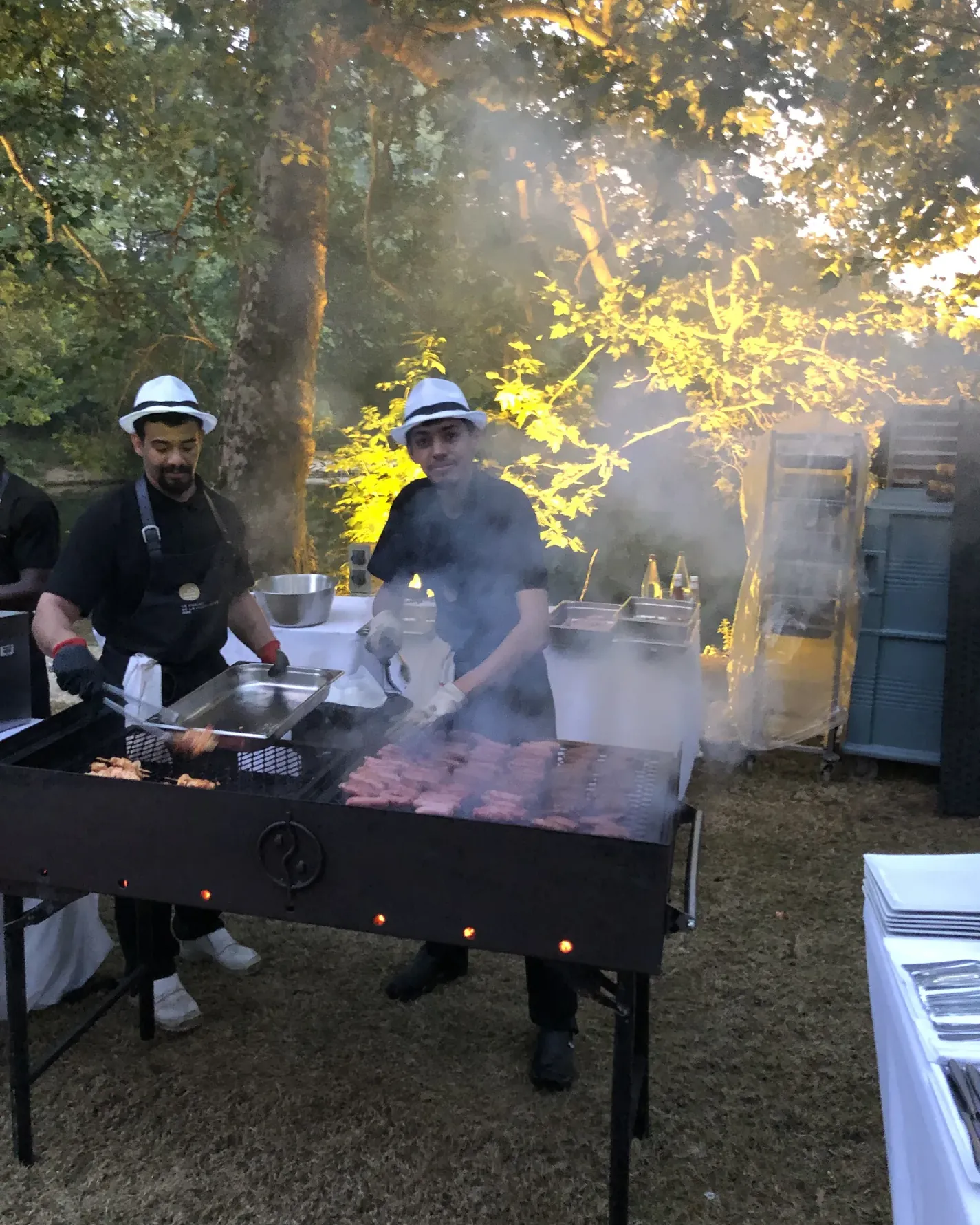 Outdoor plancha service during a reception